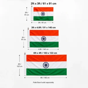 three indian flag which denotes dimentions of each flag