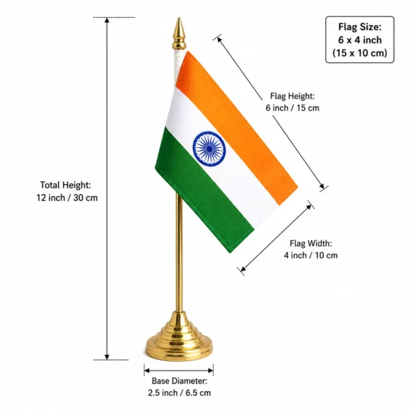 Indian flag with stand with dimentions