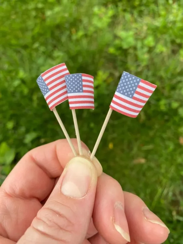 3 miniature flags of US