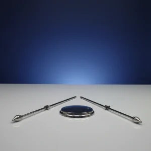 table stand parts laid out on a white background for assembly