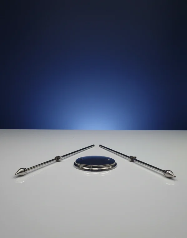 table stand parts laid out on a white background for assembly