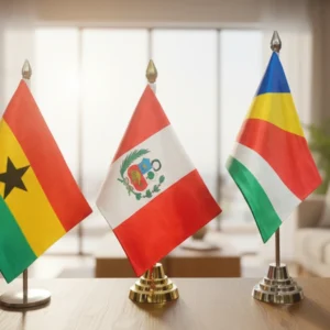 High-quality table flag with chrome base