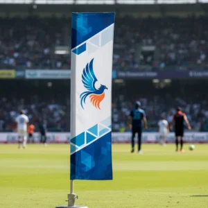 Single sports flag standing in a stadium