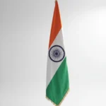 National flags displayed upright in an indoor area