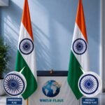 two indian flags in which one screen printing ashoka chakra and second one is in embroidery ashoka chakra