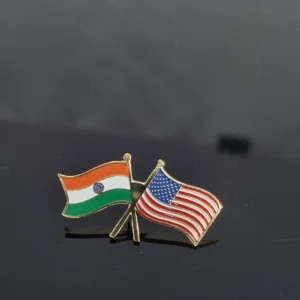 Crossed India and USA flag lapel pin