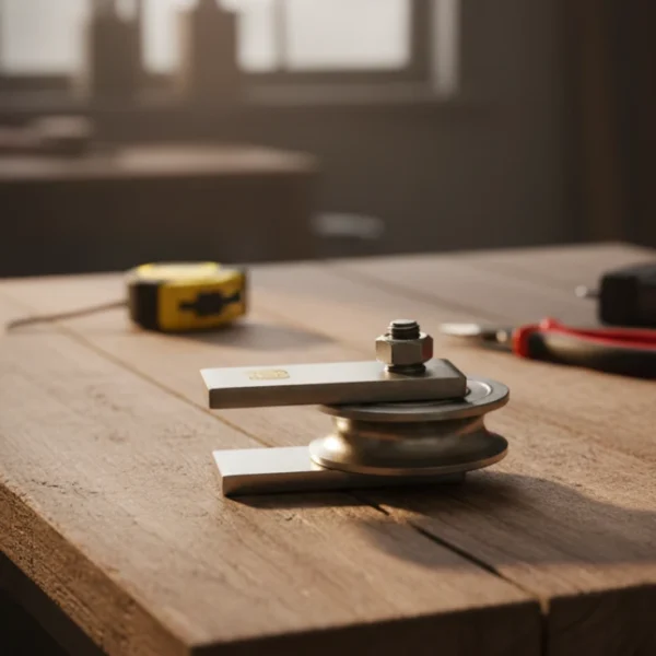 Durable stainless-steel pulley for rope support.