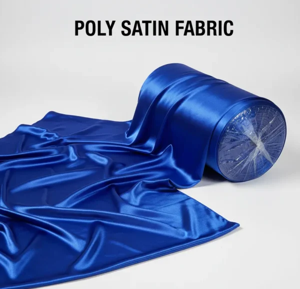 Shiny poly satin fabric bundle with a smooth, glossy surface