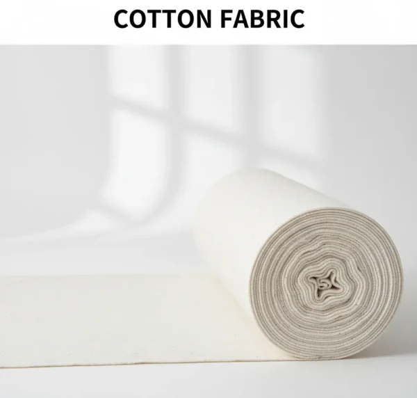 Neatly folded cotton fabric bundle in natural soft material