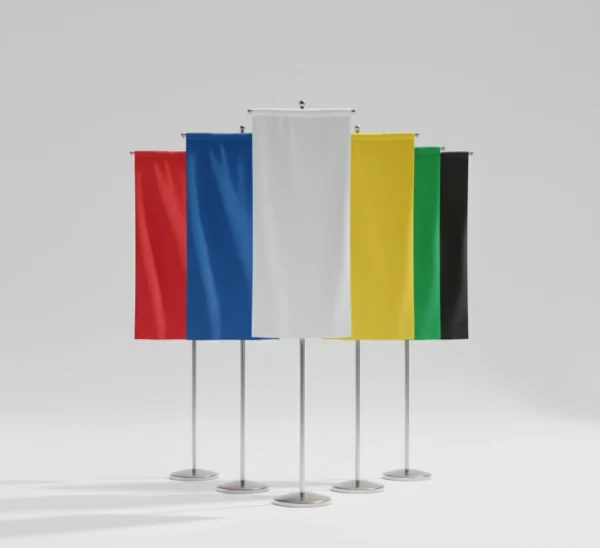 Solid color flag lineup featuring Red & White Flags.