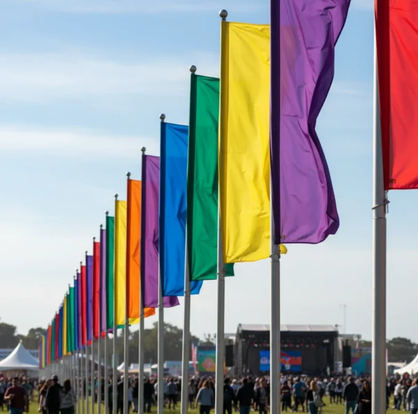 Sample of colors of advertising flags
