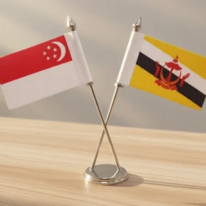 Cross table Stand with two country Flags