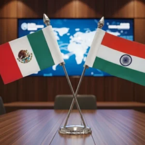 1 cross table stand with two country flags