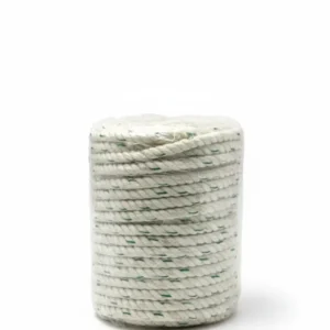 Durable White Polyester Rope with Green Pattern