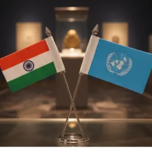 Indian and UN Flag, with Cross Stand