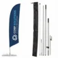Feather Flag Pole Kit with printed blue banner and full pole components