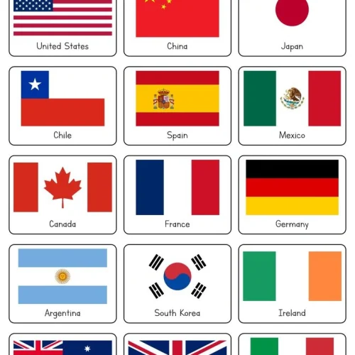 country flags labeled with their country names