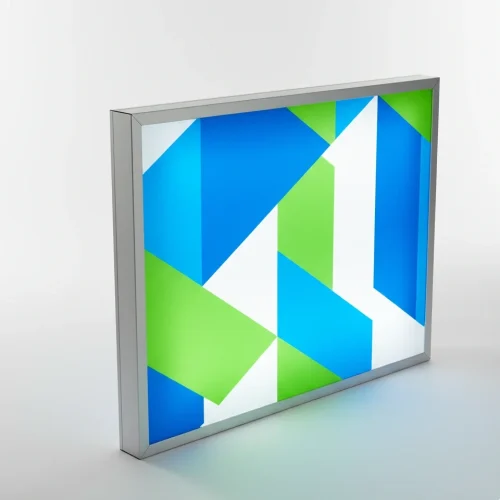 Translucent backlit print glowing in a lightbox